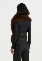 Lira - Fur Gilet With Belt - Dark Brown