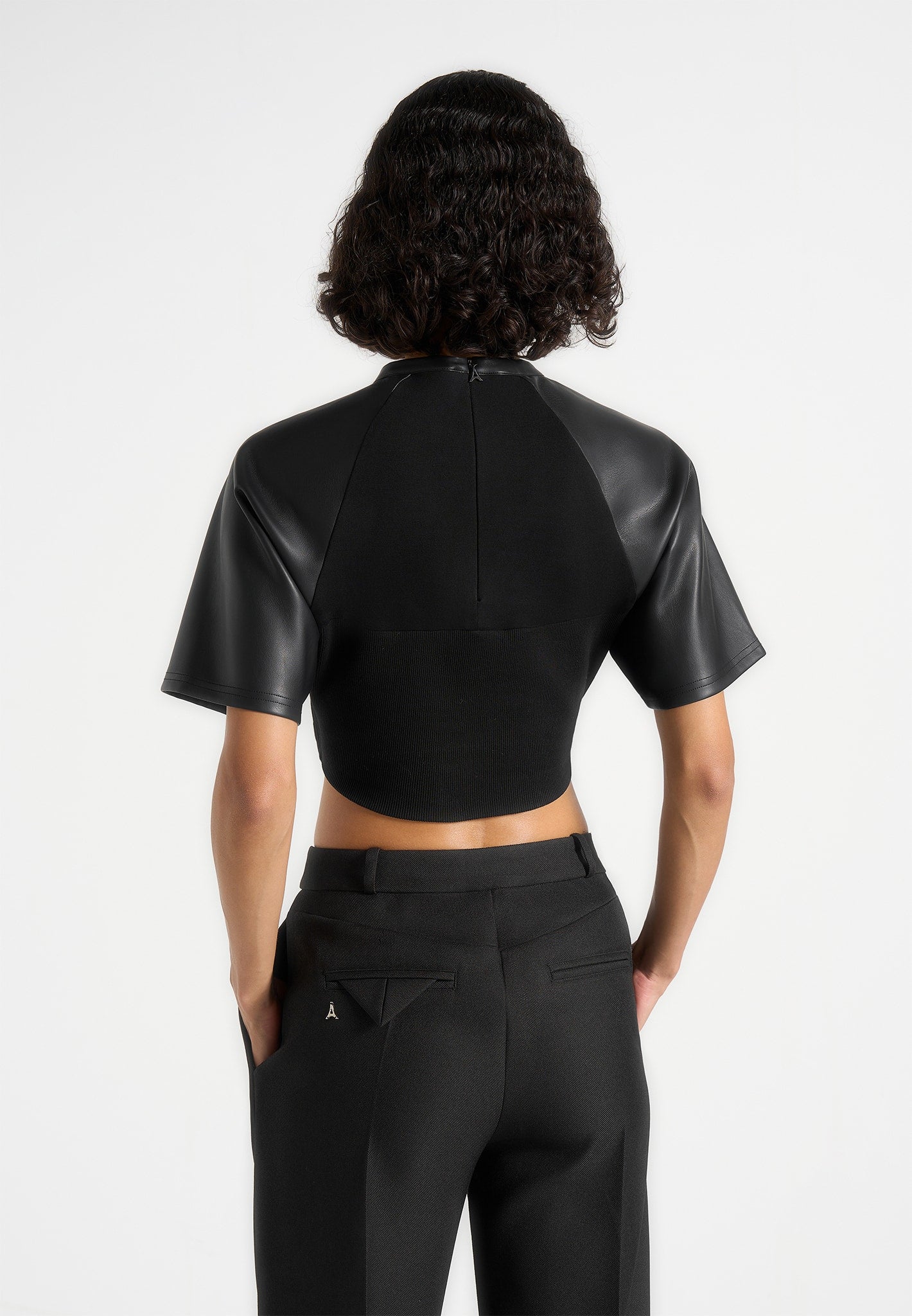 Juline - Leather Corset T-Shirt - Black