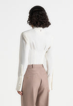 Agnes - Corset Shirt Bodysuit - Off White