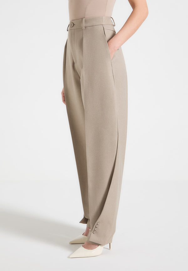 Sophie - Twist Leg Tailored Trousers - Taupe