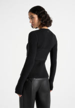 Marisa - 2-In-1 Knit Bandeau Cardigan - Black