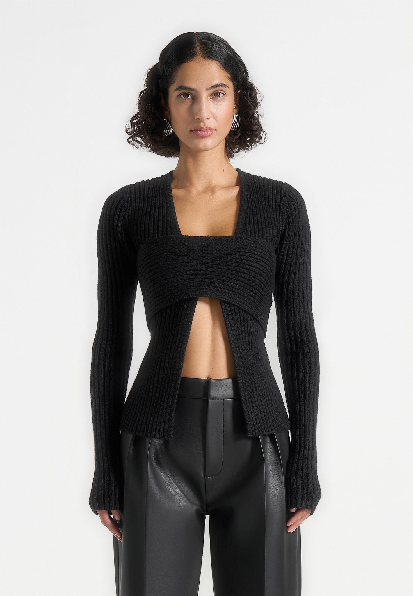 Marisa - 2-In-1 Knit Bandeau Cardigan - Black