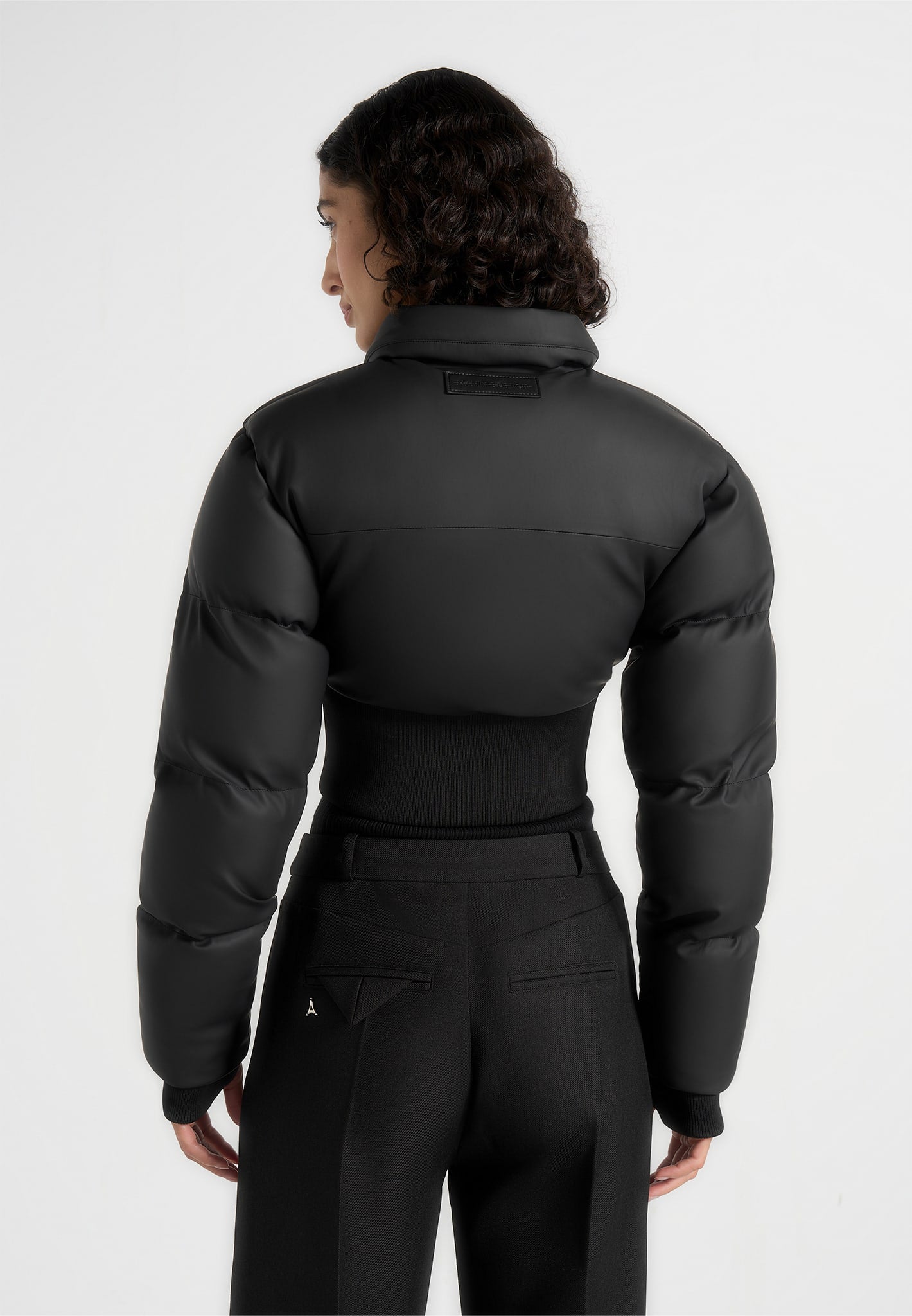 Dalya - Matte Cropped Biker Puffer Jacket - Black