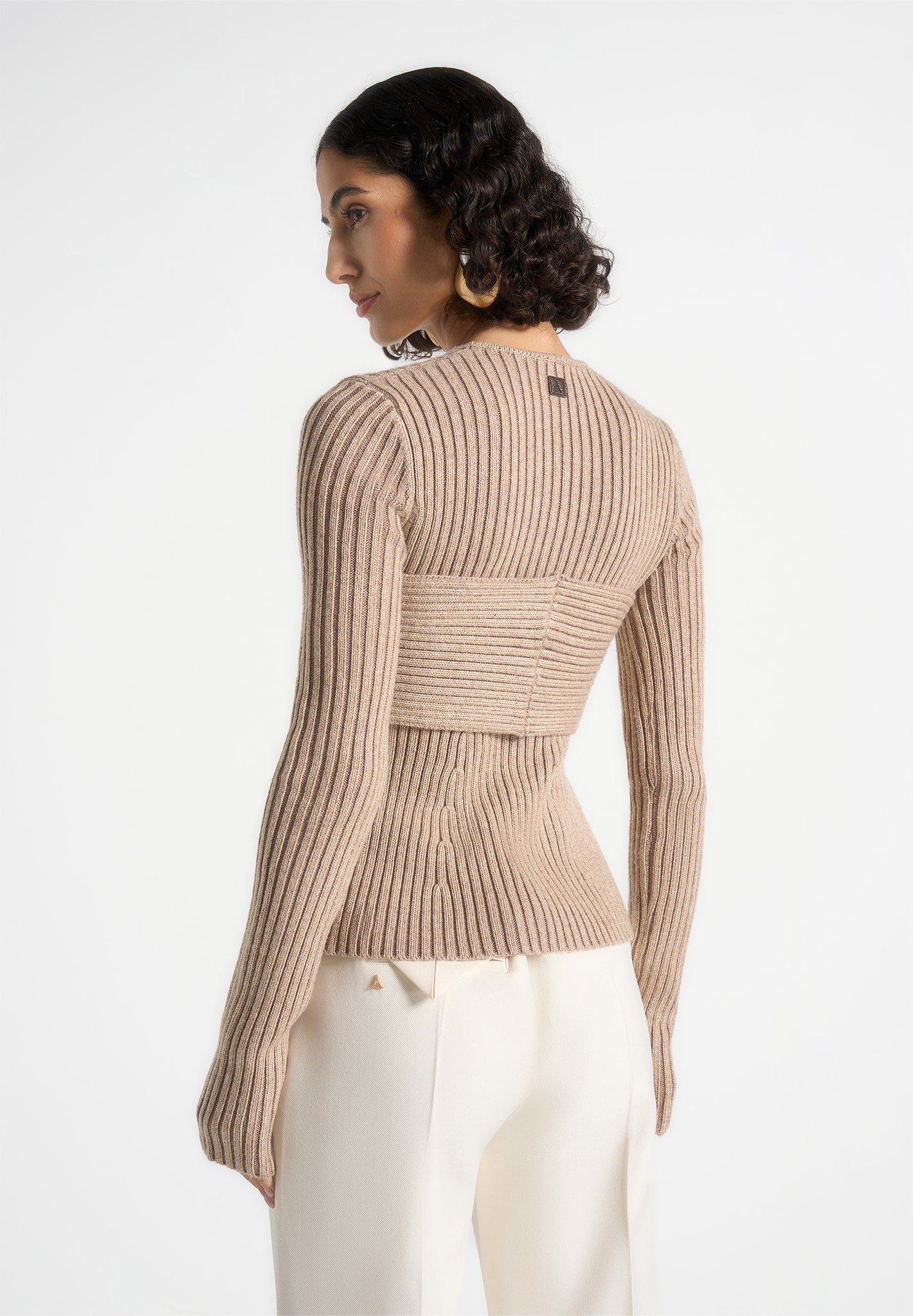 Marisa - 2-In-1 Knit Bandeau Cardigan - Beige