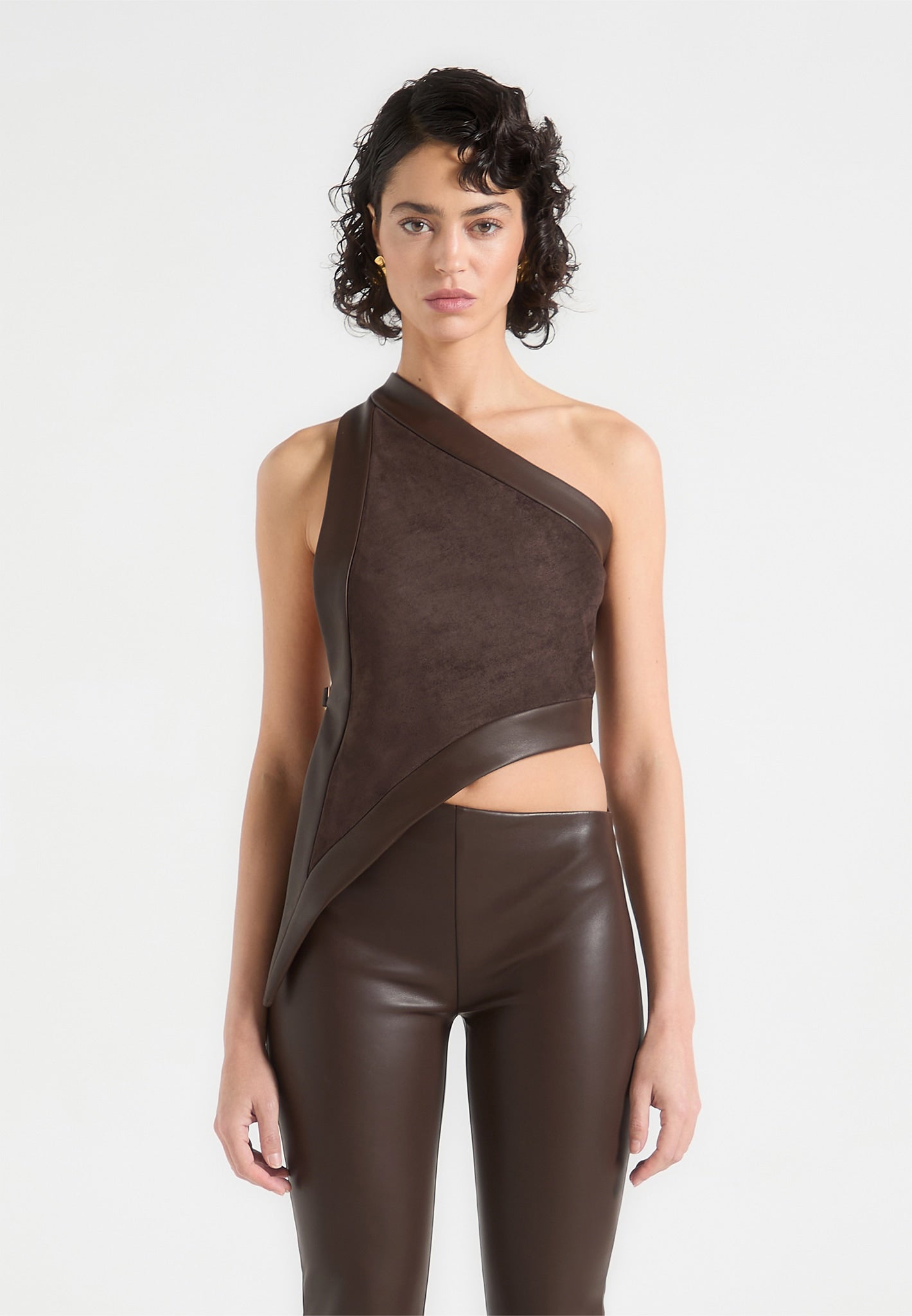 suede-leather-asymmetric-backless-top-brown