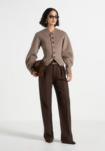 Aya - Wool Hourglass Jacket - Taupe