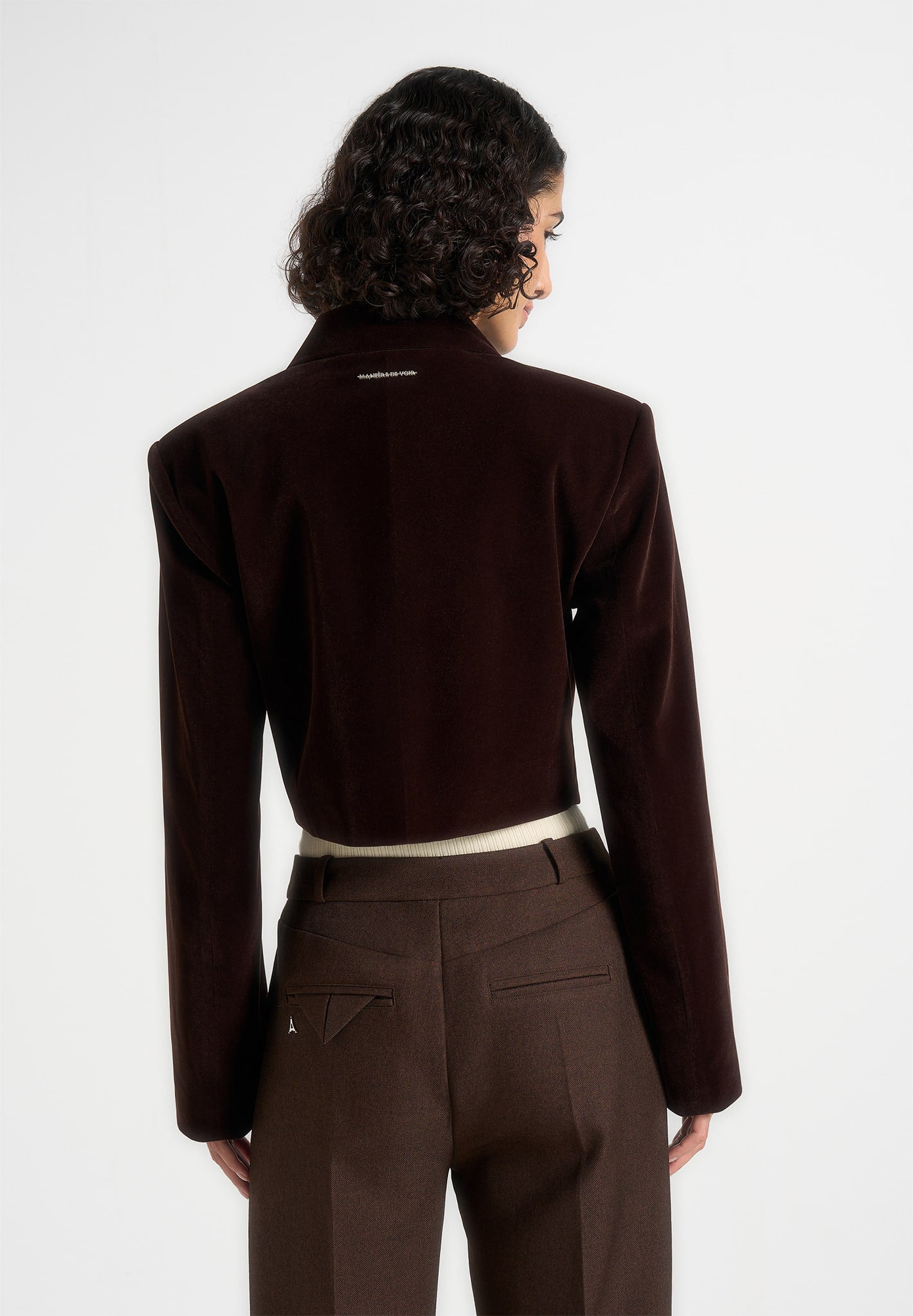 Adina - Structured Velvet Jacket - Brown