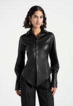 vegan-leather-angled-shirt-black