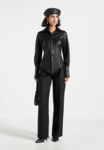 vegan-leather-angled-shirt-black