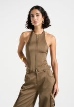 satin-halterneck-backless-top-dark-olive
