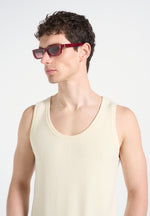 Milan - Curved-Frame Sunglasses - Red