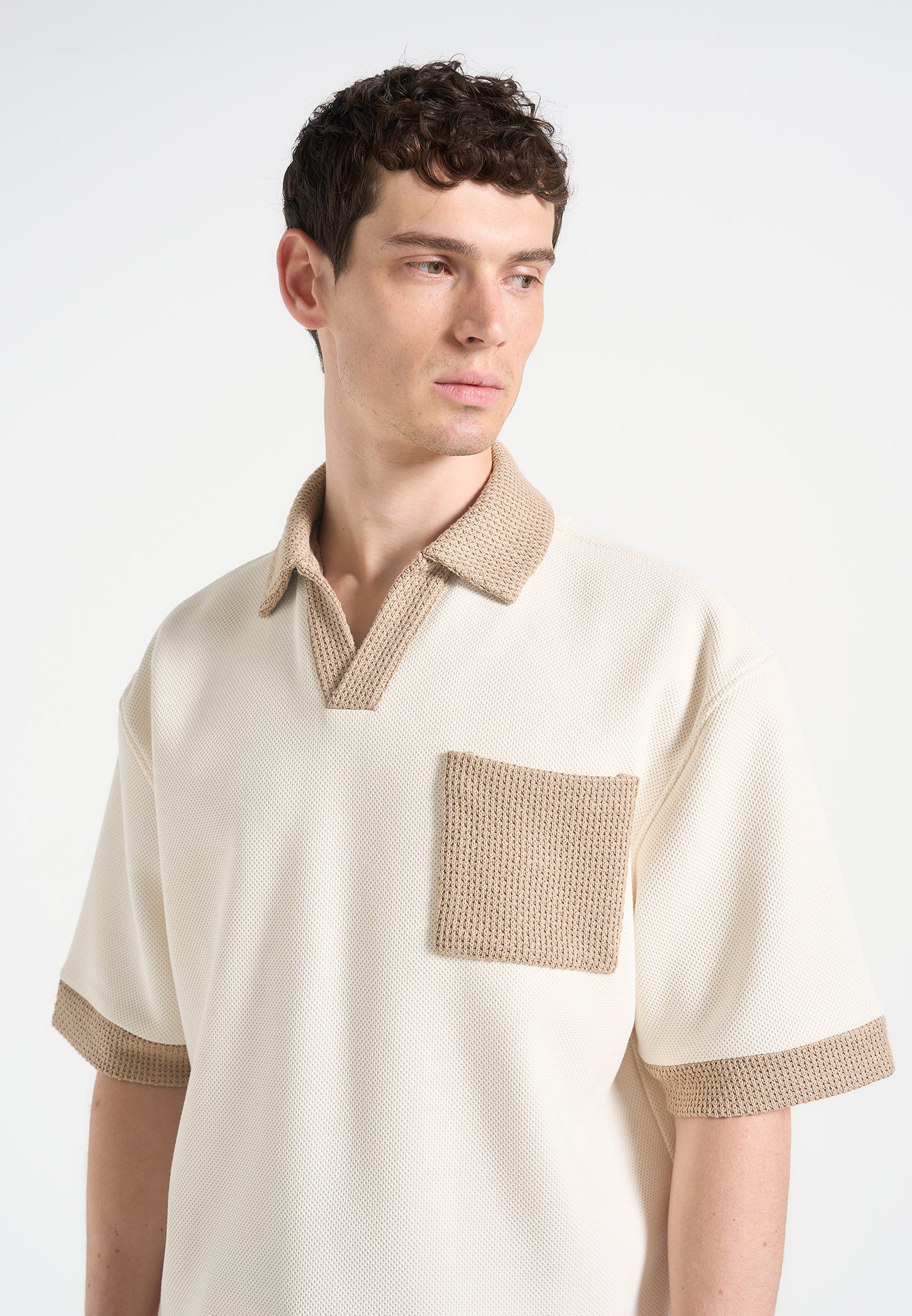 boxy-polo-shirt-with-crochet-detail-cream