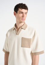 boxy-polo-shirt-with-crochet-detail-cream