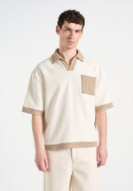 boxy-polo-shirt-with-crochet-detail-cream