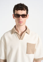 boxy-polo-shirt-with-crochet-detail-cream