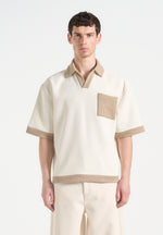 boxy-polo-shirt-with-crochet-detail-cream