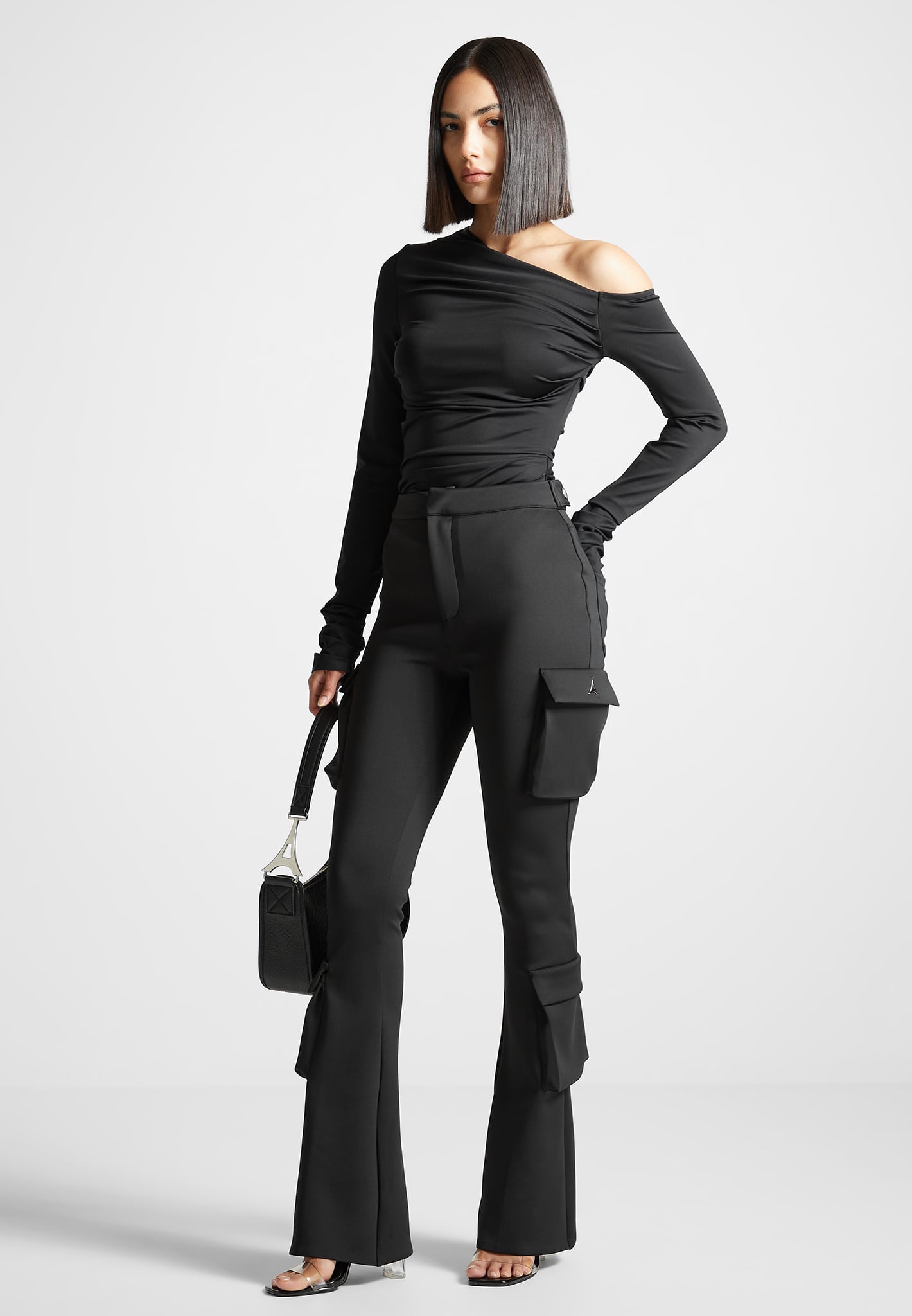 Neoprene Wide Leg Legging Black  Flare legging, Wide leg leggings