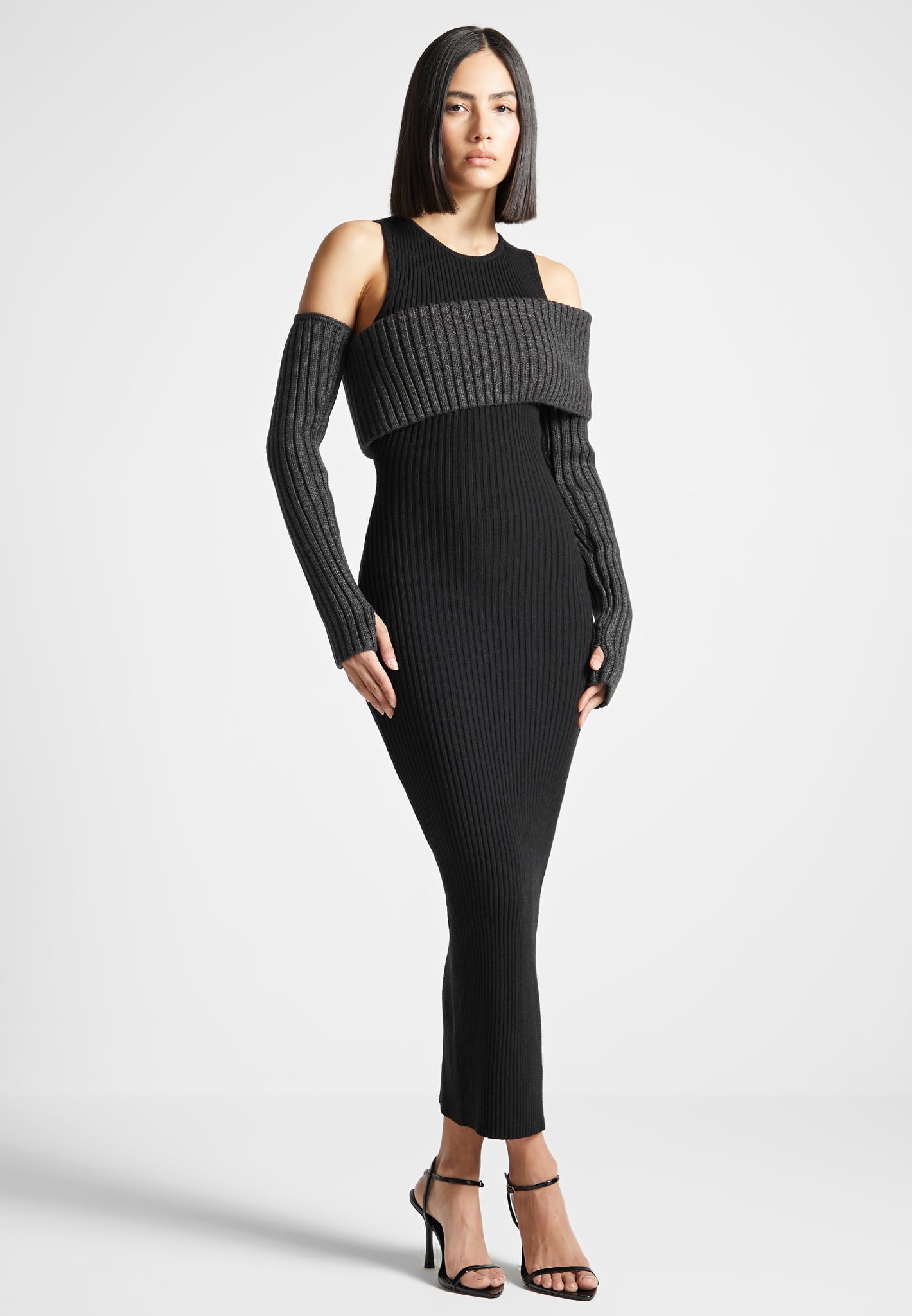 overlay-knitted-midi-dress-black-grey