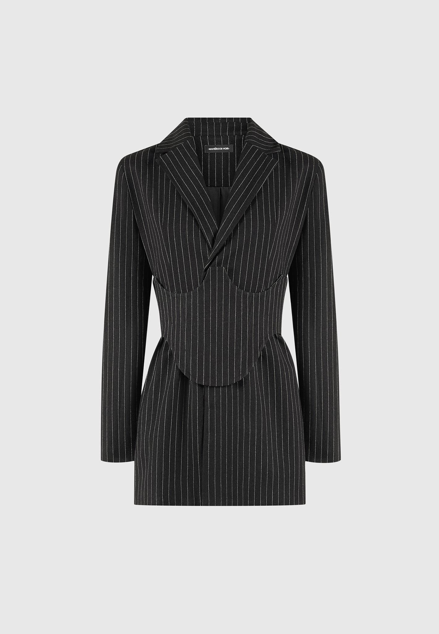 pinstripe-blazer-dress-with-reversible-corset-black