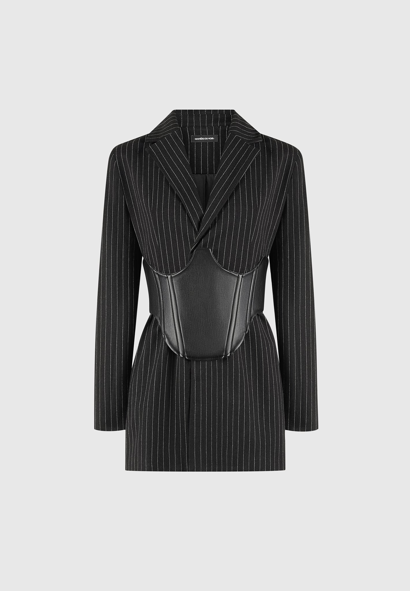 pinstripe-blazer-dress-with-reversible-corset-black