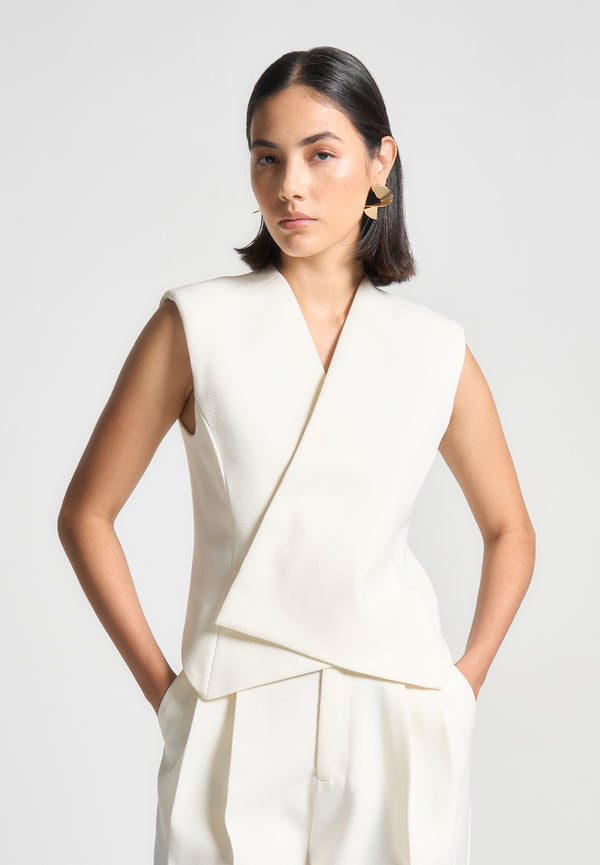 Laurence - Tailored Wrap Waistcoat - Cream