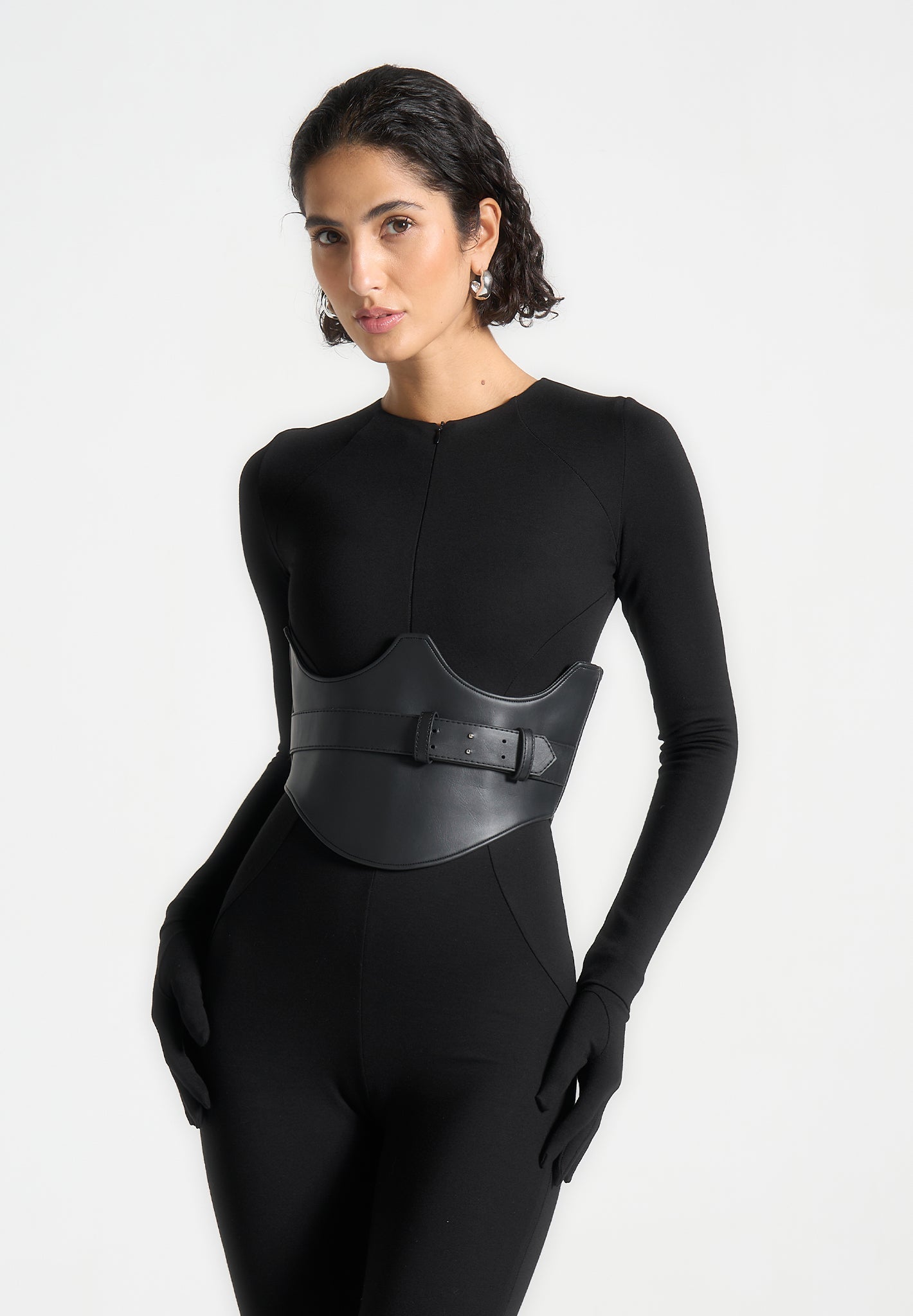 Leather Corset Belt Black Manière De Voir - Main Image