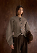 Aya - Wool Hourglass Jacket - Taupe