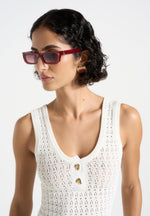 Milan - Curved-Frame Sunglasses - Red