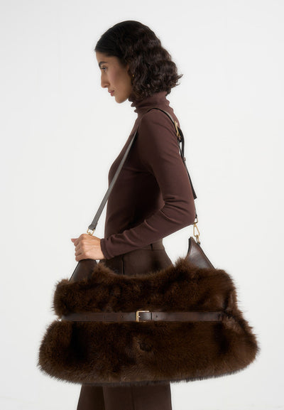 Cali - Fur Duffle Bag  - Brown
