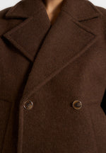 Mika - Unisex Double Breasted Wool Jacket - Brown