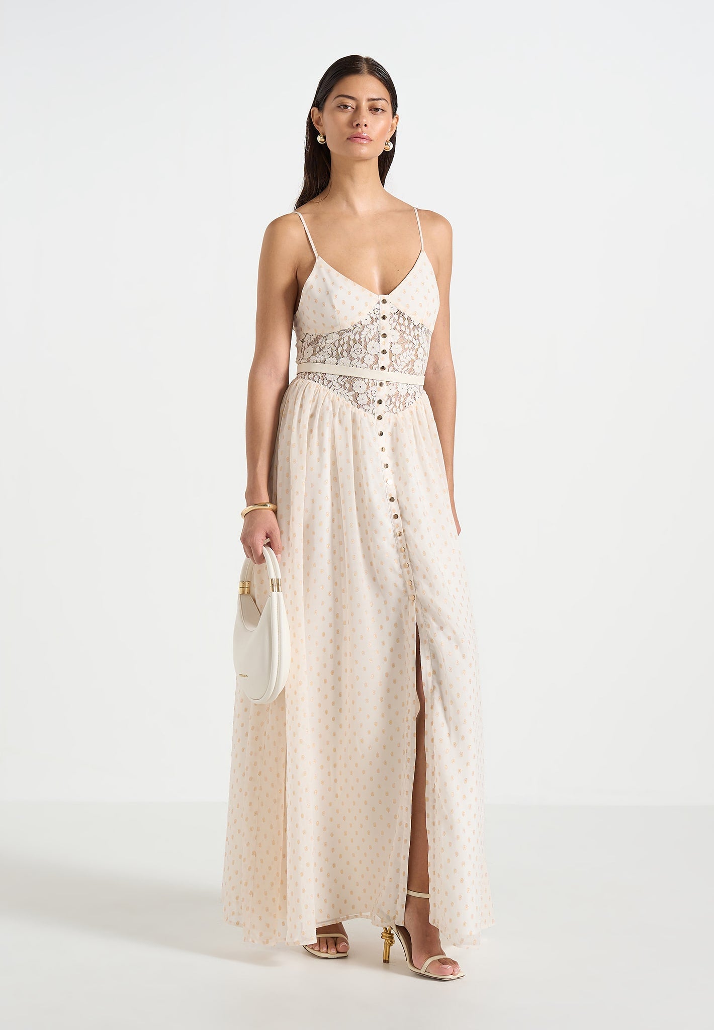 Rosie - Lace Corset Maxi Dress - Cream | Manire De Voir Rosie - Lace Corset Maxi Dress - Cream | Manire De Voir