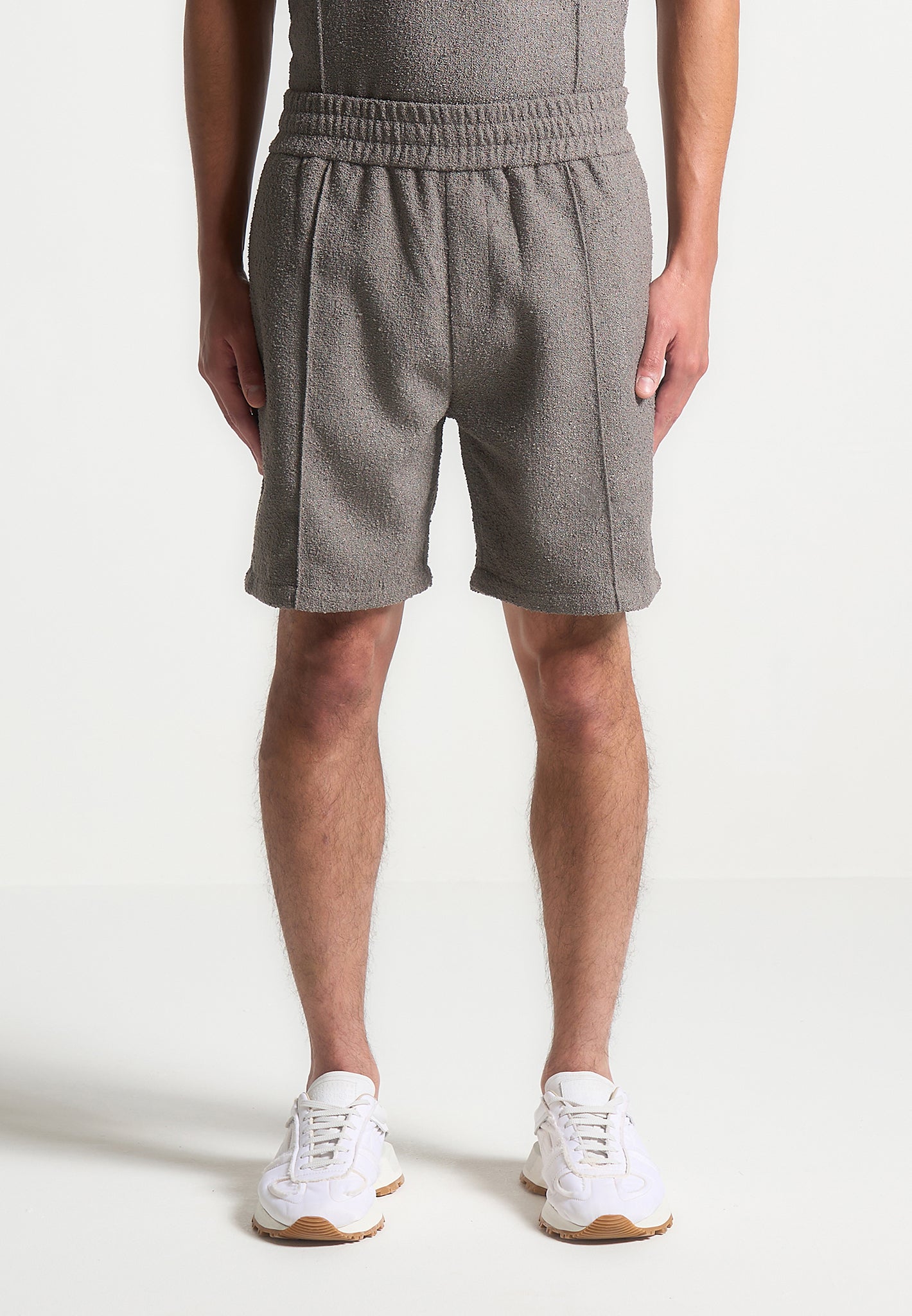 boucle-pintuck-shorts-charcoal-grey