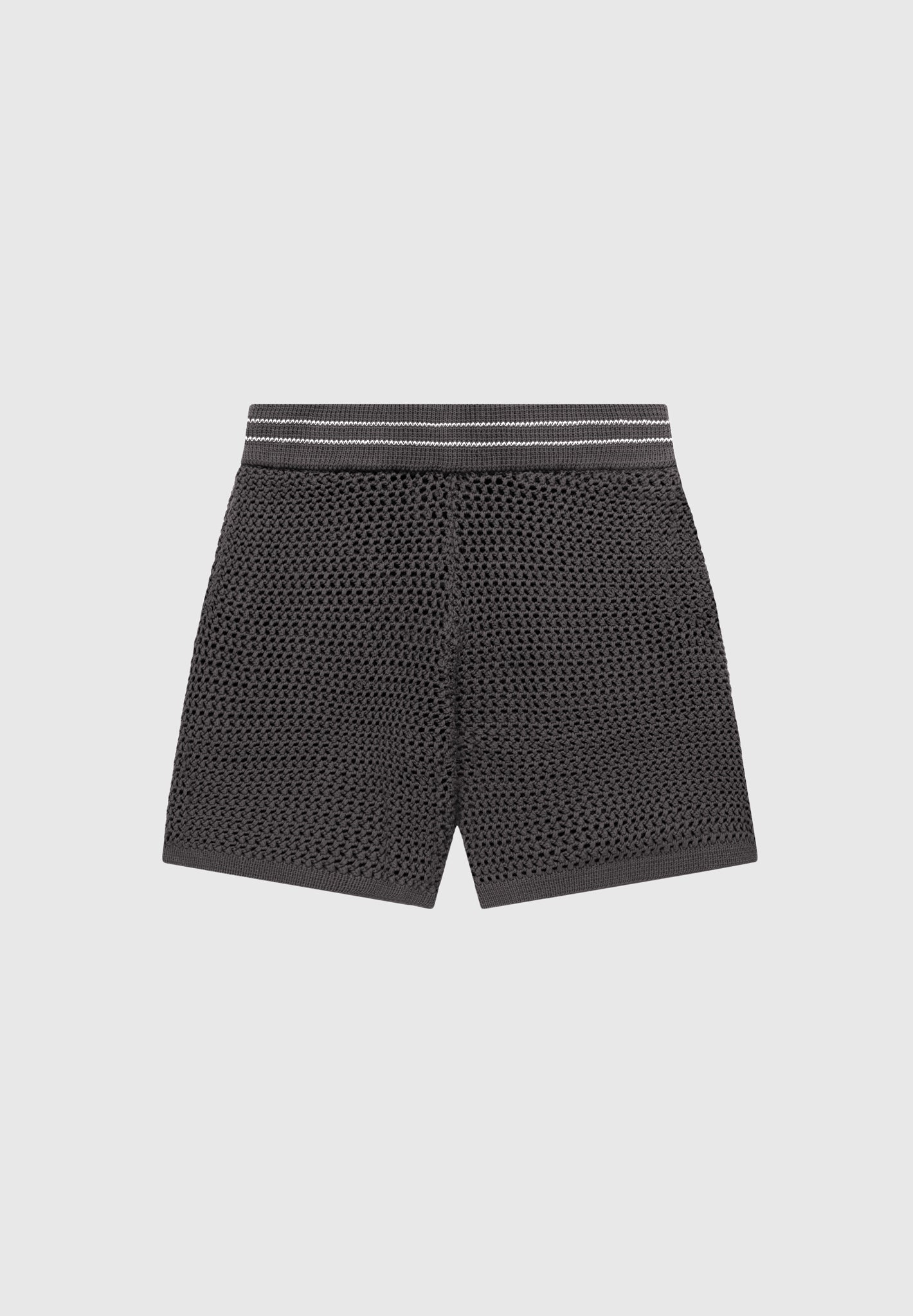 crochet-knit-stripe-shorts-charcoal-grey