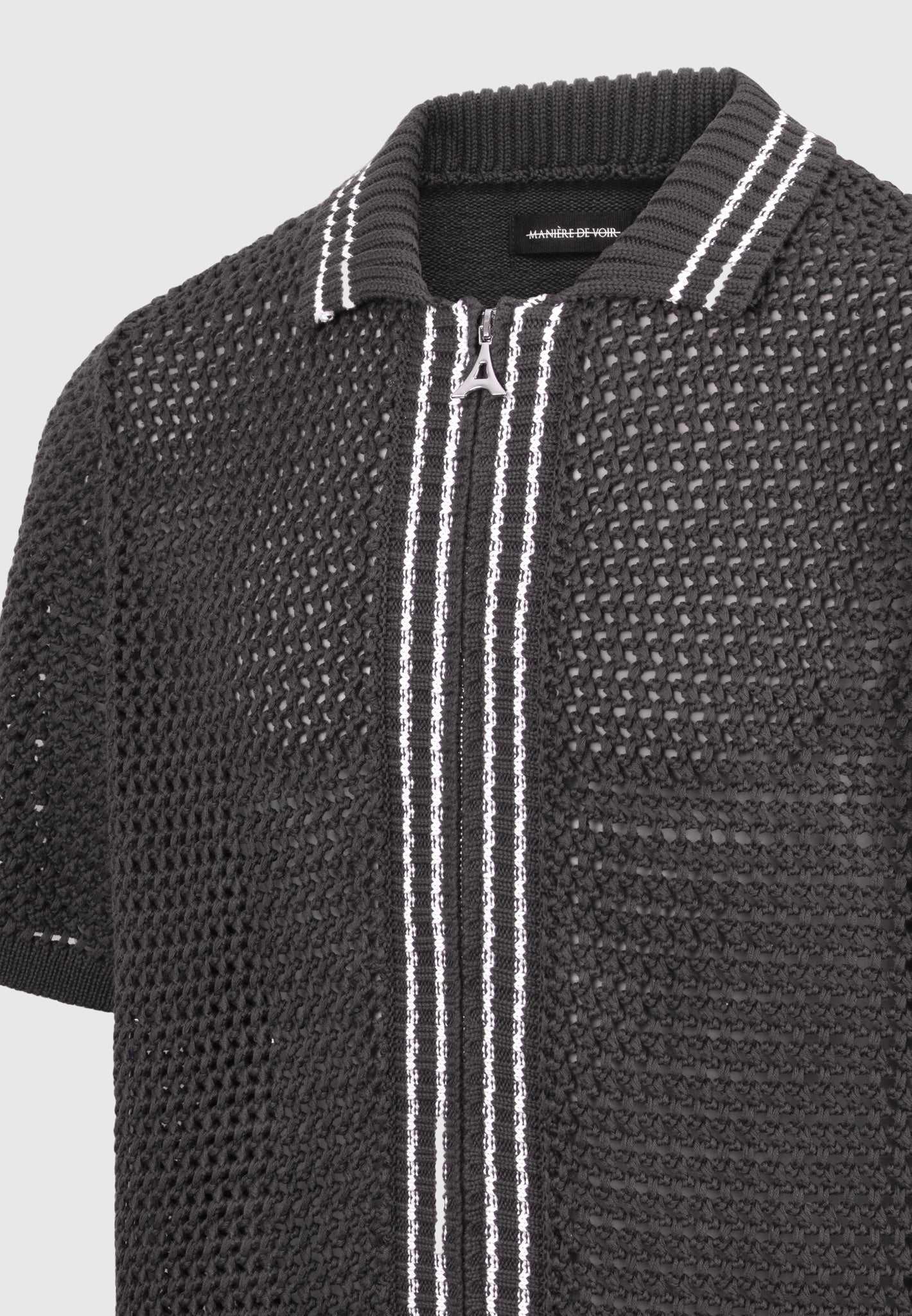 crochet-knit-stripe-zip-shirt-charcoal-grey