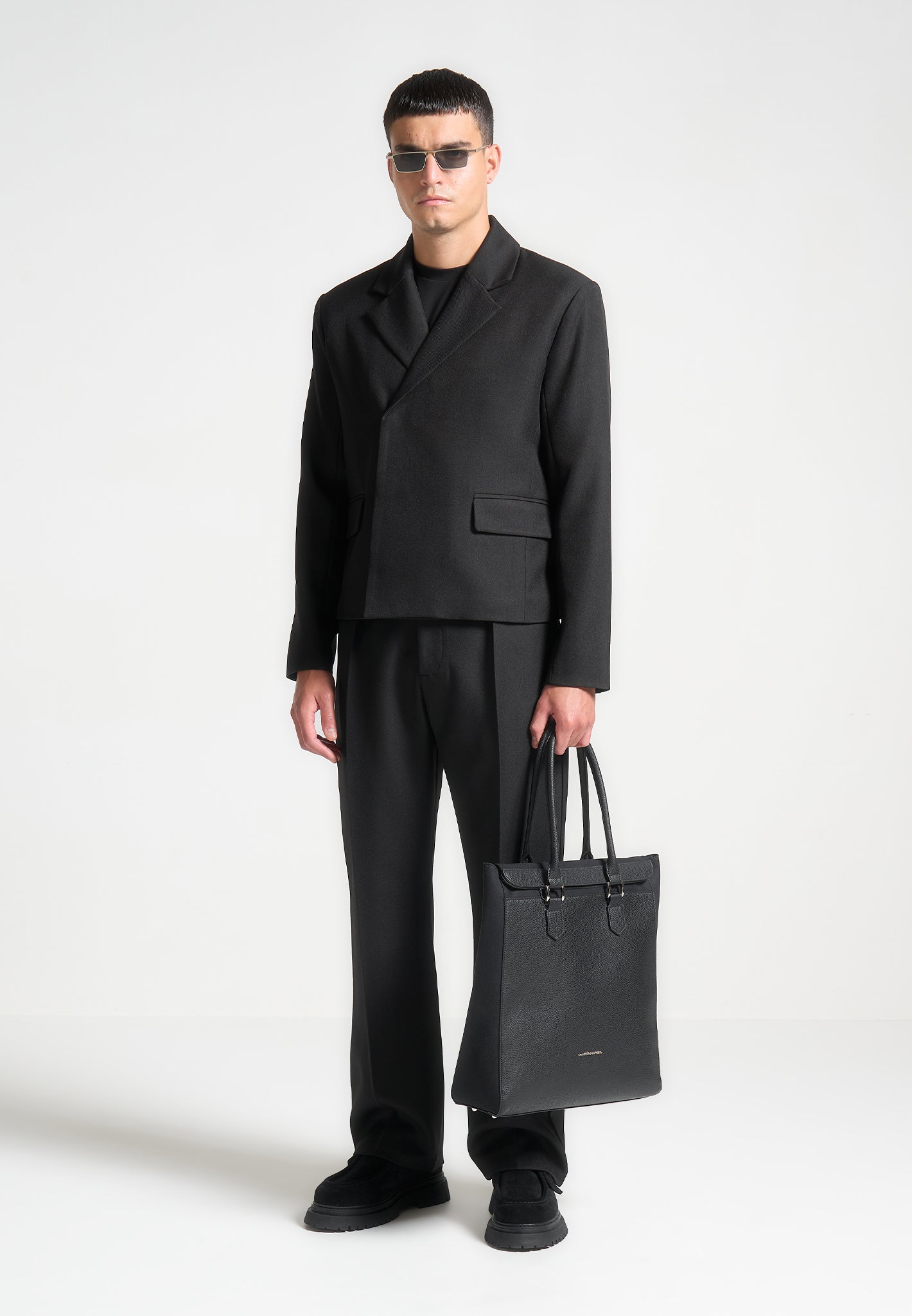 Black 34 Short Suit Jacket Hector Double Breasted Tailored Cropped