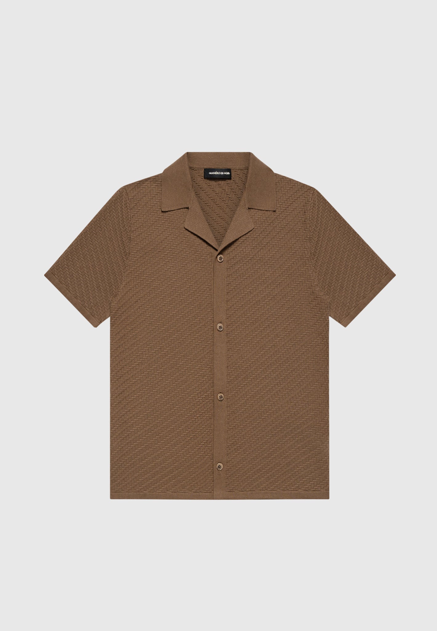 herringbone-knit-revere-shirt-brown