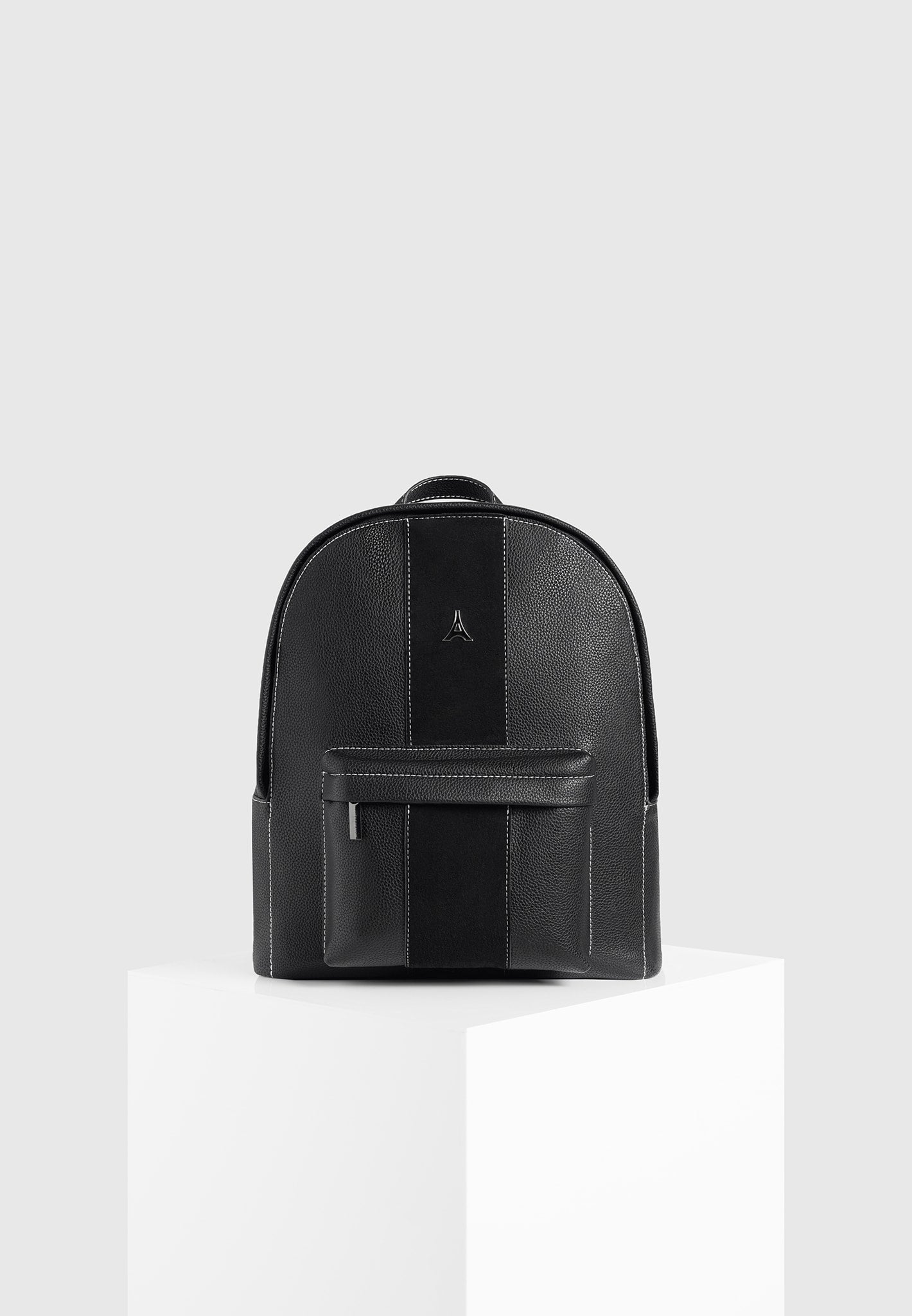 black leather and suede backpack Lyon - Suede Panel Backpack