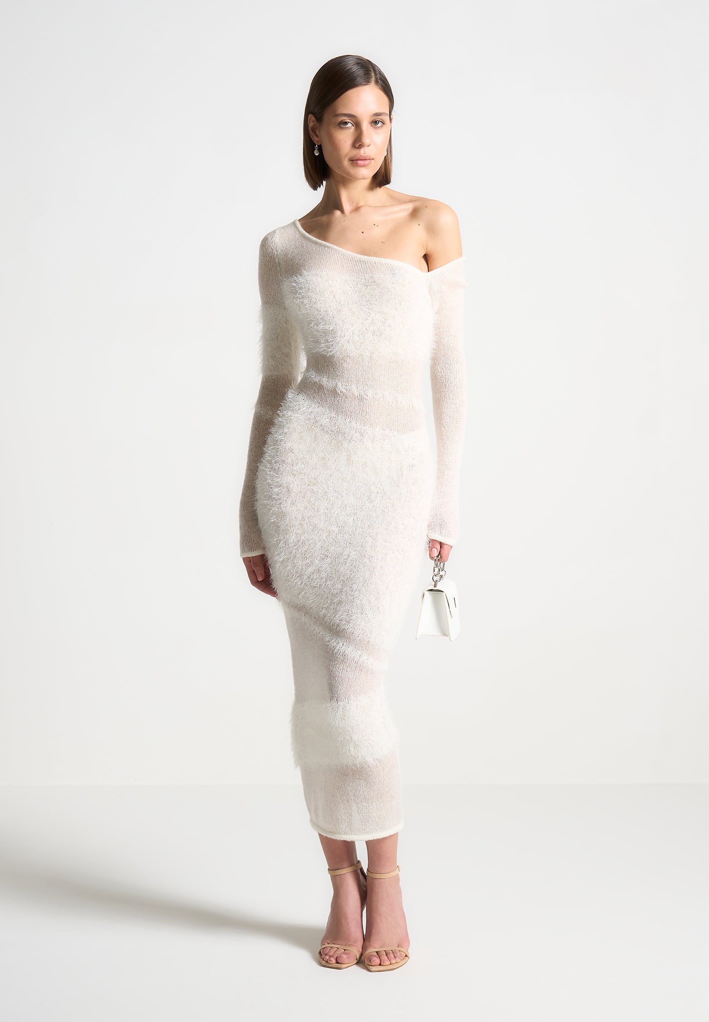 Off Shoulder Knitted Maxi Dress Off White Manière De Voir