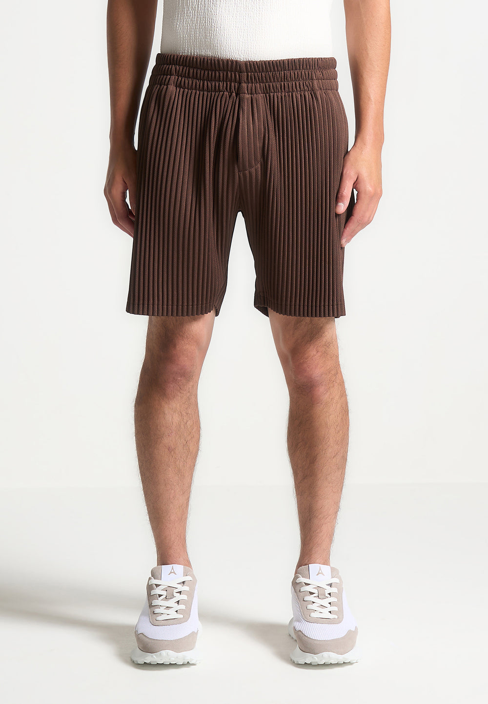 pleated-shorts-brown