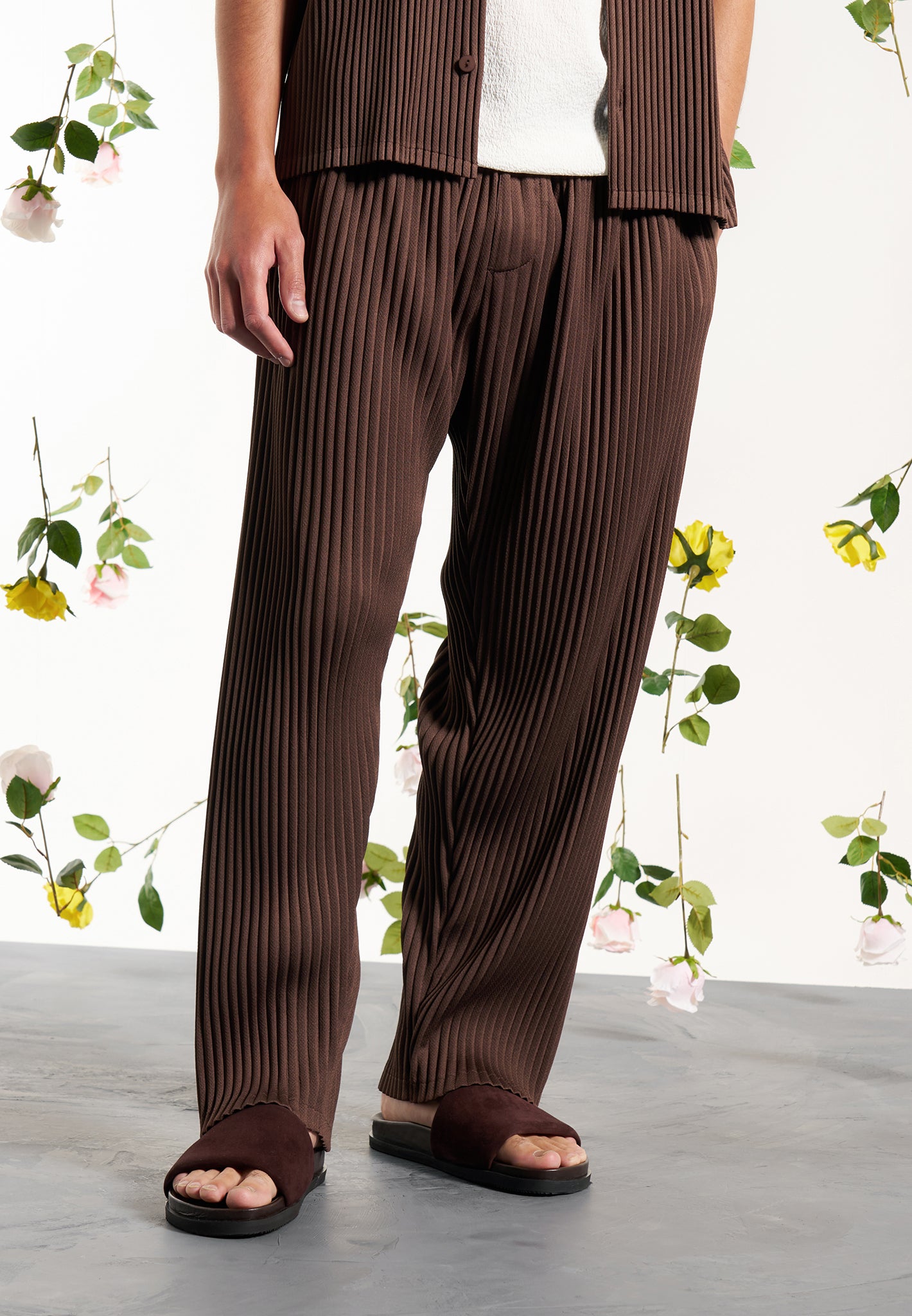 Pleated Trousers - Brown