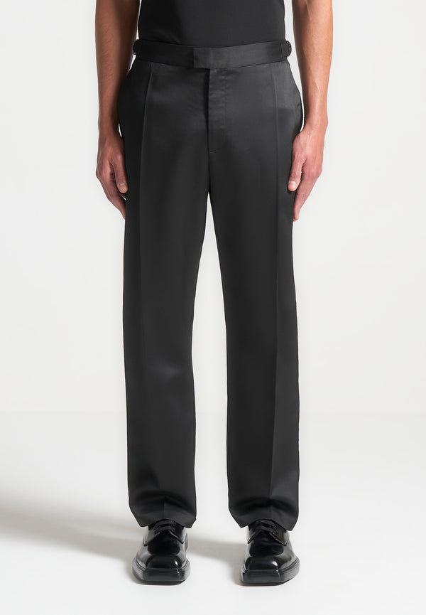 Joseph - Regular Fit Satin Tailored Trousers - Black