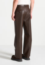 relaxed-fit-vegan-leather-pleated-trouser-brown