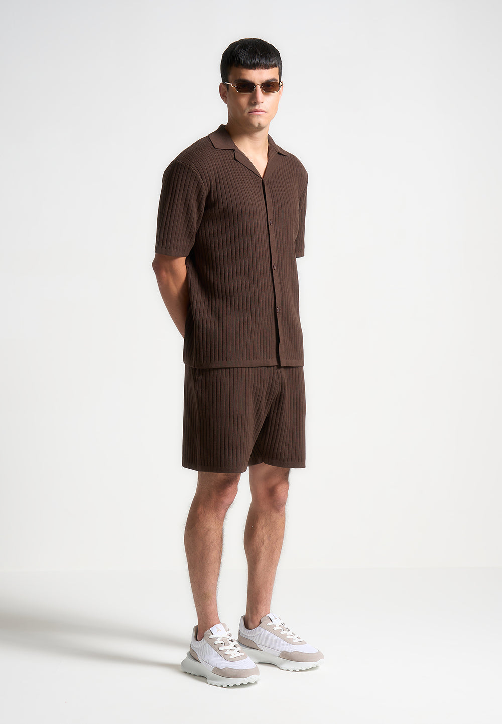 ribbed-knit-shorts-brown