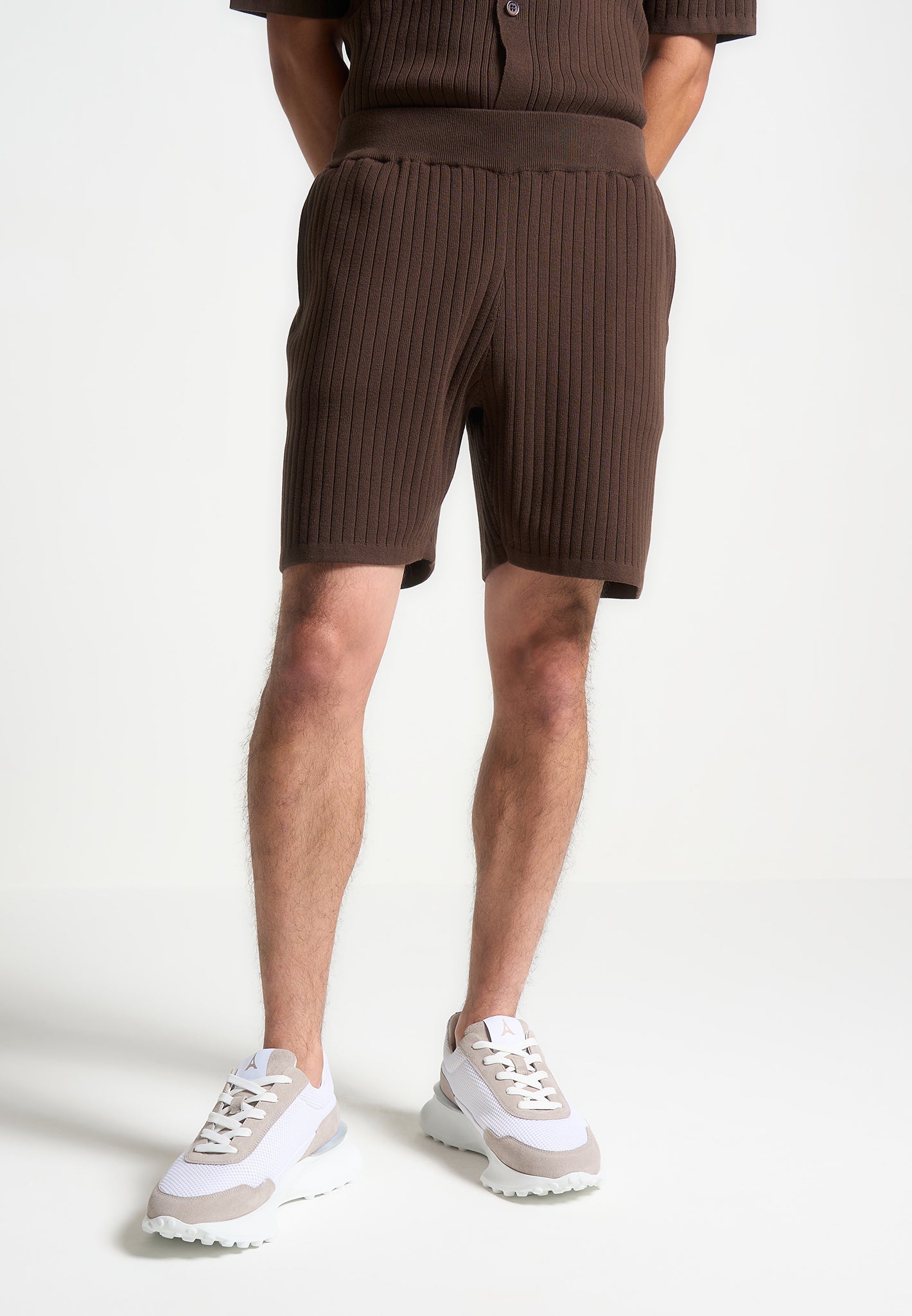 ribbed-knit-shorts-brown