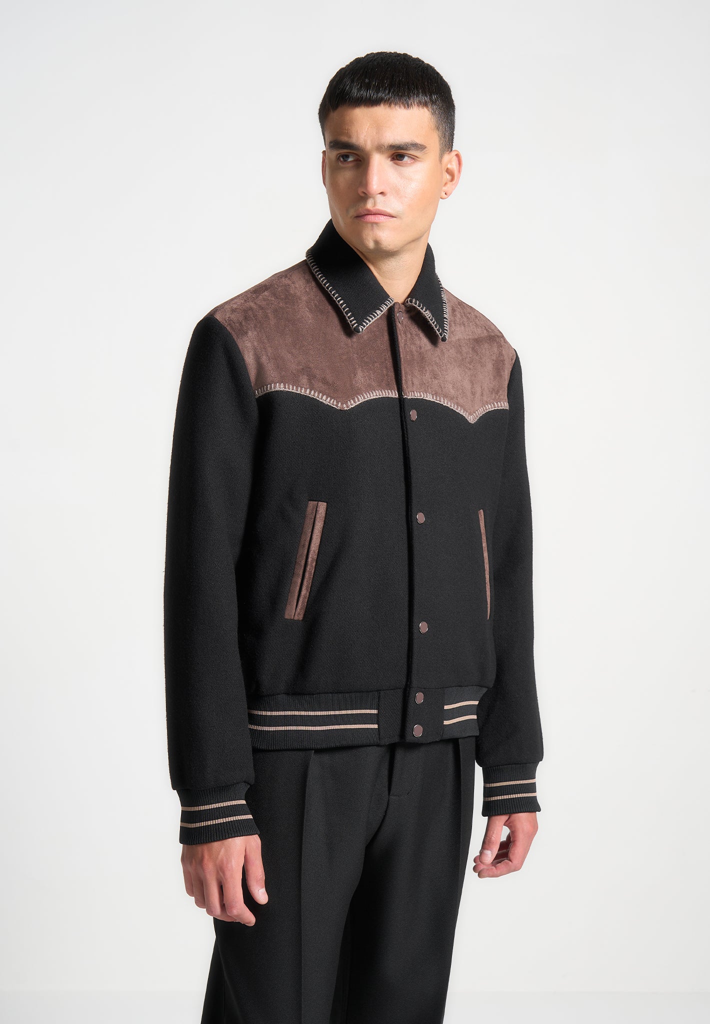 Suede and wool jacket on sale