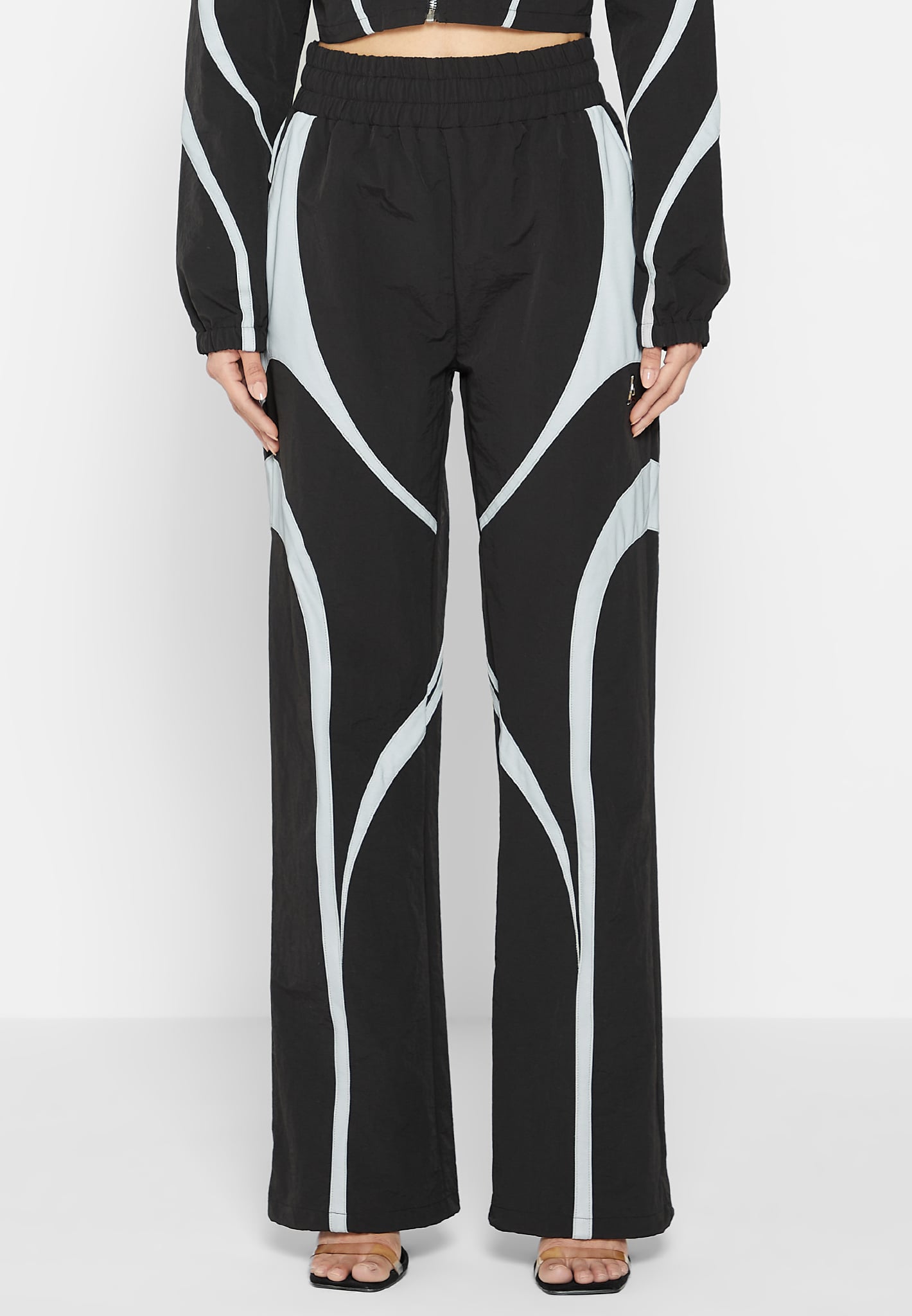 Reflective track shop pants womens