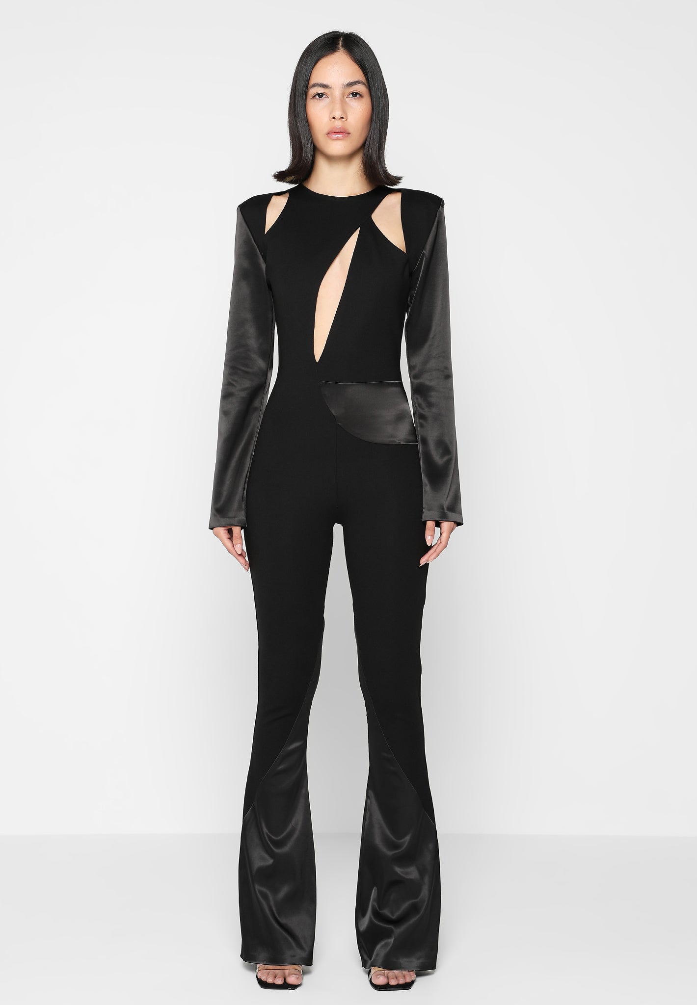 satin-and-bandage-flared-jumpsuit-black