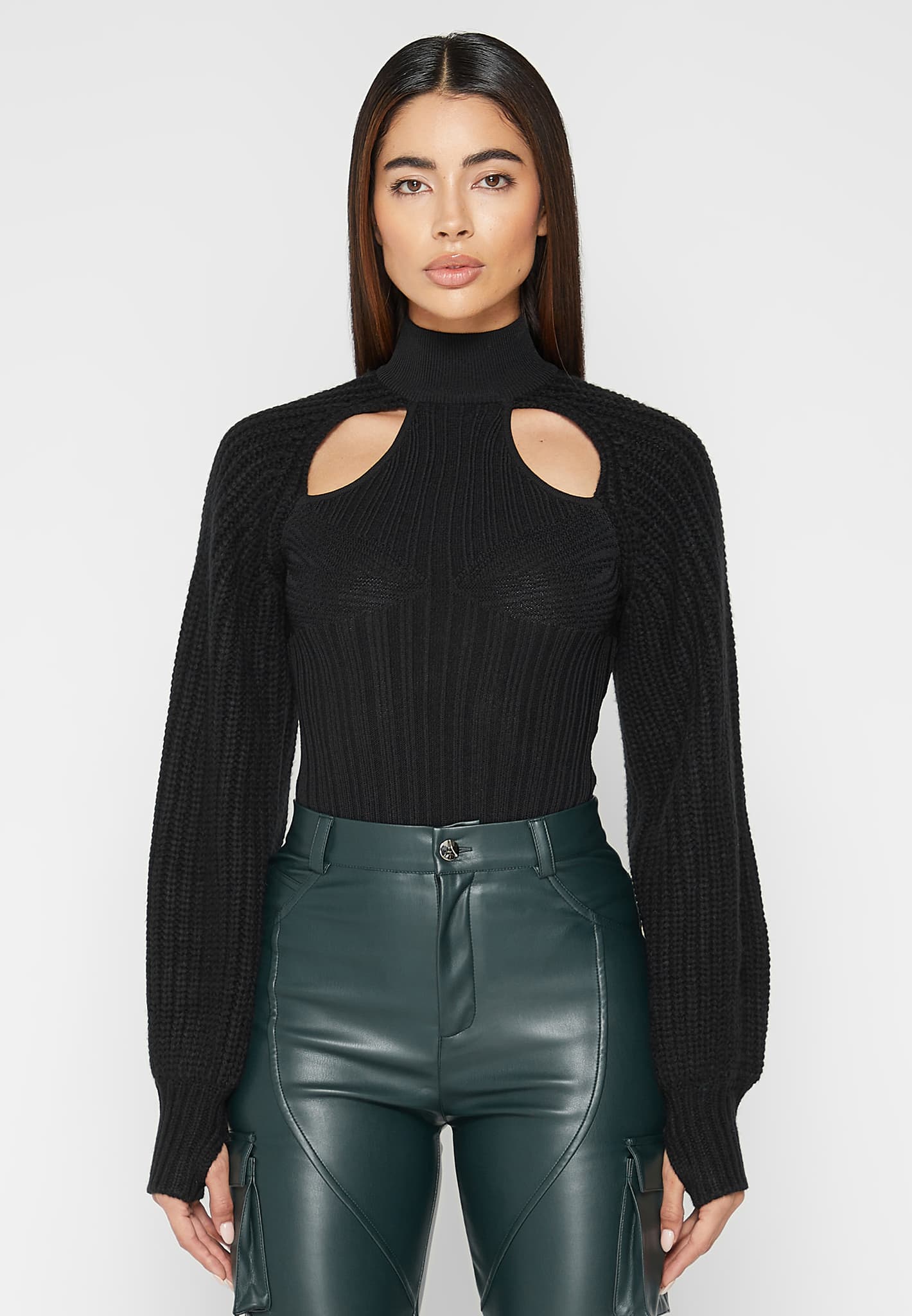 Éternelle Sheer Long Sleeve Bodysuit - Black