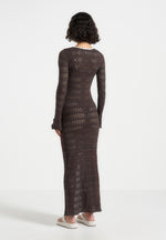 Aria - Pointelle Knit Cover Up - Brown/Cream