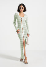 Aria - Pointelle Knit Cover Up - Sage/White